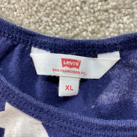 Levi's Tank Top Womens XL Blue White Star Print Scoop Neck Pocket Sleeveless - Picture 2 of 10